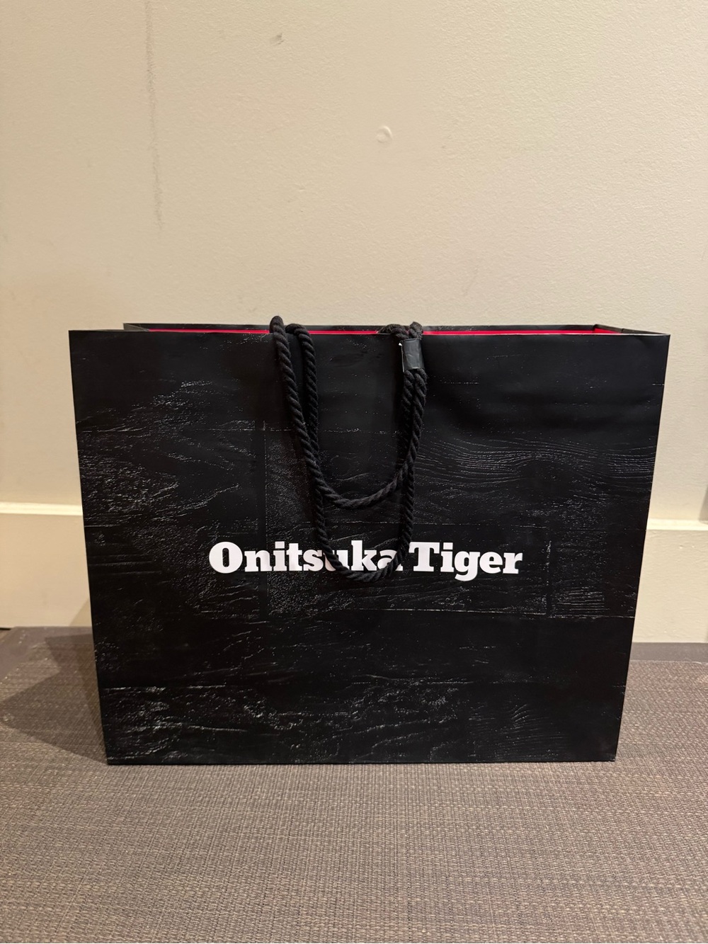 Onitsuka Tiger Black Paper Shopping Bag with Rope Handles